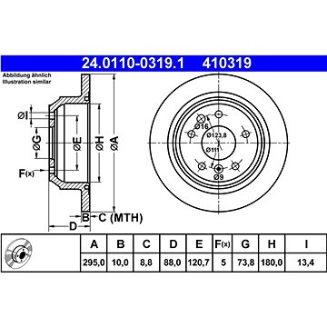 

ATE 410319 brzdový kotouč 24.0110-0319.1, sada 2 ks
