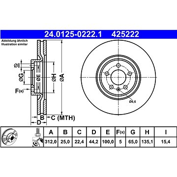 

ATE brzdový kotouč 24.0125-0222.1, sada 2 ks