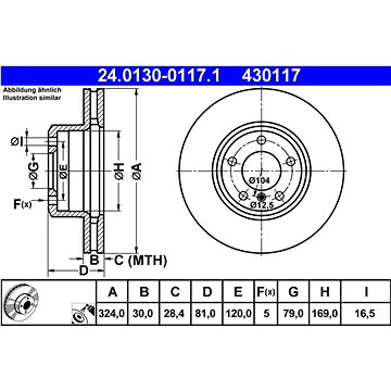 

ATE 430117 brzdový kotouč 24.0130-0117.1, sada 2 ks