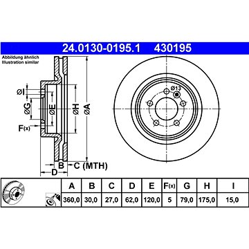 

ATE 430195 brzdový kotouč 24.0130-0195.1, sada 2 ks