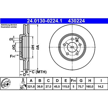 

ATE 430224 brzdový kotouč 24.0130-0224.1, sada 2 ks