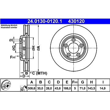 

ATE 430120 brzdový kotouč 24.0130-0120.1, sada 2 ks