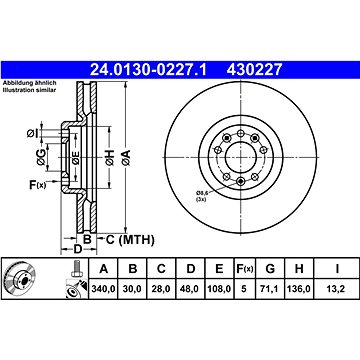 

ATE 430227 brzdový kotouč 24.0130-0227.1, sada 2 ks