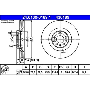 

ATE 430189 brzdový kotouč 24.0130-0189.1, sada 2 ks