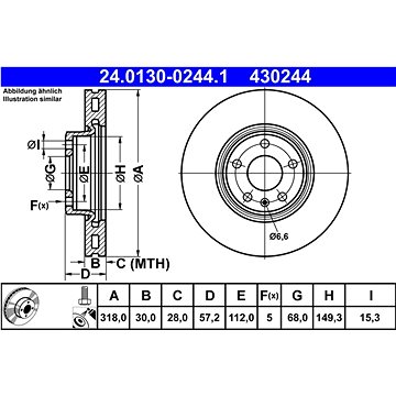 

ATE 430244 brzdový kotouč 24.0130-0244.1, sada 2 ks