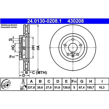 

ATE 430208 brzdový kotouč 24.0130-0208.1, sada 2 ks