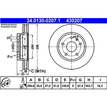 

ATE 430207 brzdový kotouč 24.0130-0207.1, sada 2 ks