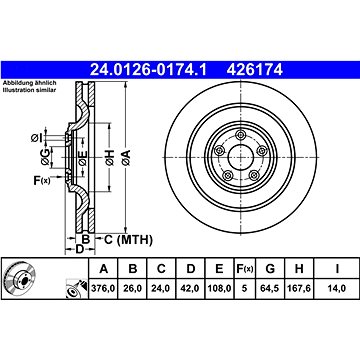 

ATE 426174 brzdový kotouč 24.0126-0174.1, sada 2 ks