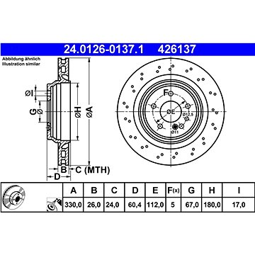 

ATE 426137 brzdový kotouč 24.0126-0137.1, sada 2 ks