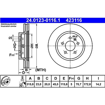 

ATE 423116 brzdový kotouč 24.0123-0116.1, sada 2 ks