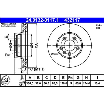 

ATE 432117 brzdový kotouč 24.0132-0117.1, sada 2 ks