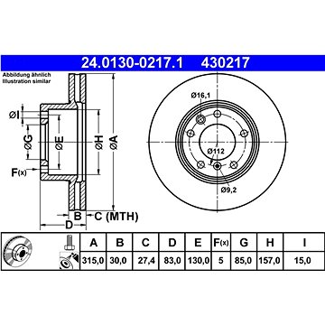 

ATE 430217 brzdový kotouč 24.0130-0217.1, sada 2 ks
