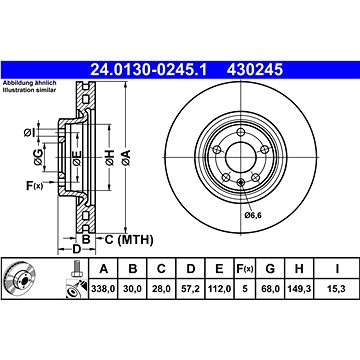 

ATE 430245 brzdový kotouč 24.0130-0245.1, sada 2 ks