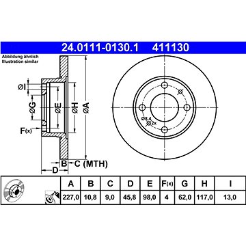 

ATE 411130 brzdový kotouč 24.0111-0130.1, sada 2 ks