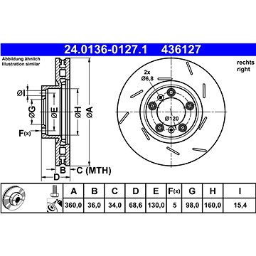 

ATE 436127 brzdový kotouč 24.0136-0127.1, sada 2 ks