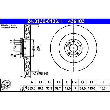 

ATE 436103 brzdový kotouč 24.0136-0103.1, sada 2 ks