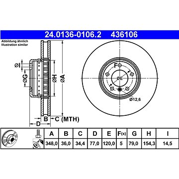 

ATE 436106 brzdový kotouč 24.0136-0106.2, sada 2 ks