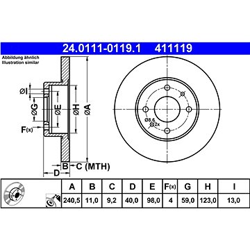 

ATE 411119 brzdový kotouč 24.0111-0119.1, sada 2 ks