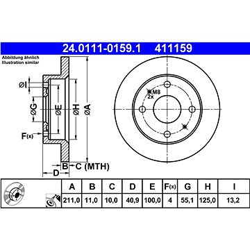 

ATE 411159 brzdový kotouč 24.0111-0159.1, sada 2 ks