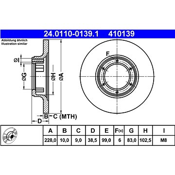 

ATE 410139 brzdový kotouč 24.0110-0139.1, sada 2 ks