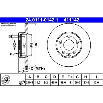 

ATE 411142 brzdový kotouč 24.0111-0142.1, sada 2 ks