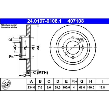 

ATE 407108 brzdový kotouč 24.0107-0108.1, sada 2 ks