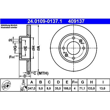 

ATE 409137 brzdový kotouč 24.0109-0137.1, sada 2 ks