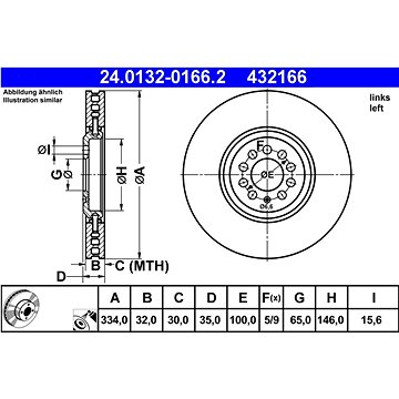 

ATE 432166 brzdový kotouč 24.0132-0166.2, sada 2 ks
