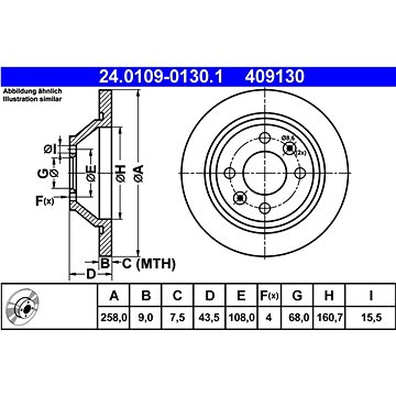 

ATE 409130 brzdový kotouč 24.0109-0130.1, sada 2 ks