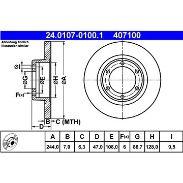 

ATE 407100 brzdový kotouč 24.0107-0100.1, sada 2 ks