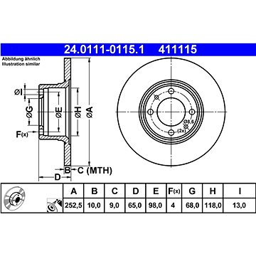

ATE 411115 brzdový kotouč 24.0111-0115.1, sada 2 ks