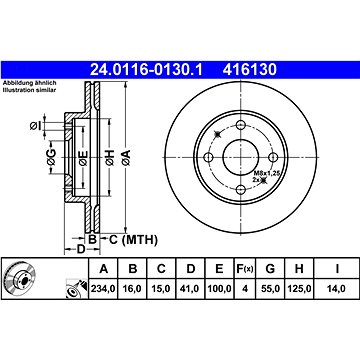 

ATE 416130 brzdový kotouč 24.0116-0130.1, sada 2 ks