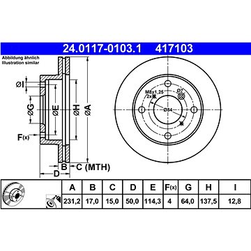 

ATE 417103 brzdový kotouč 24.0117-0103.1, sada 2 ks