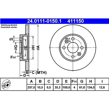 

ATE 411150 brzdový kotouč 24.0111-0150.1, sada 2 ks