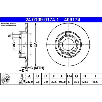 

ATE 409174 brzdový kotouč 24.0109-0174.1, sada 2 ks