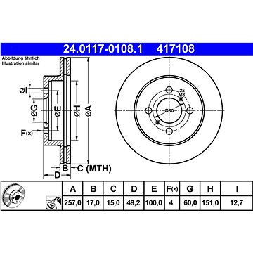 

ATE 417108 brzdový kotouč 24.0117-0108.1, sada 2 ks
