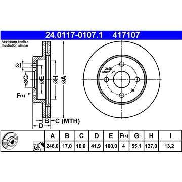 

ATE 417107 brzdový kotouč 24.0117-0107.1, sada 2 ks