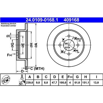

ATE 409168 brzdový kotouč 24.0109-0168.1, sada 2 ks