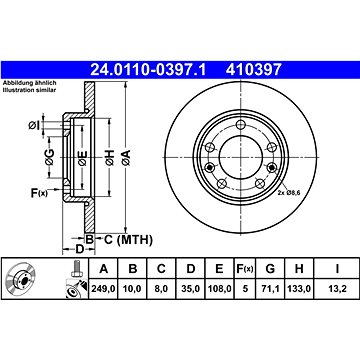 

ATE 410397 brzdový kotouč 24.0110-0397.1, sada 2 ks