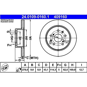 

ATE 409160 brzdový kotouč 24.0109-0160.1, sada 2 ks
