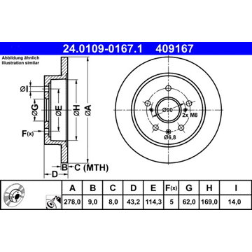 

ATE 409167 brzdový kotouč 24.0109-0167.1, sada 2 ks