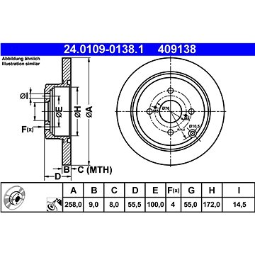 

ATE 409138 brzdový kotouč 24.0109-0138.1, sada 2 ks