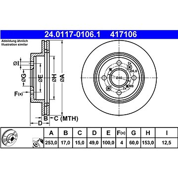 

ATE 417106 brzdový kotouč 24.0117-0106.1, sada 2 ks