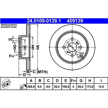 

ATE 409139 brzdový kotouč 24.0109-0139.1, sada 2 ks