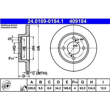 

ATE 409184 brzdový kotouč 24.0109-0184.1, sada 2 ks