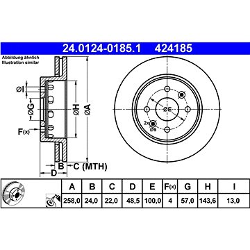 

ATE 424185 brzdový kotouč 24.0124-0185.1, sada 2 ks