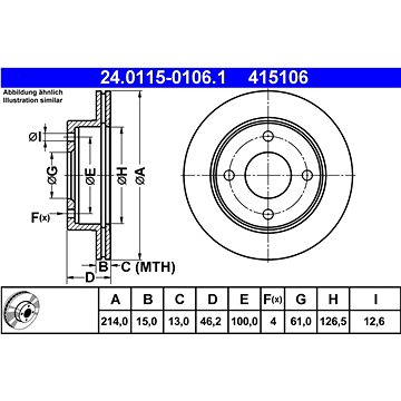 

ATE 415106 brzdový kotouč 24.0115-0106.1, sada 2 ks