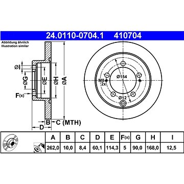 

ATE 410704 brzdový kotouč 24.0110-0704.1, sada 2 ks