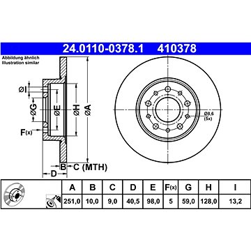 

ATE 410378 brzdový kotouč 24.0110-0378.1, sada 2 ks