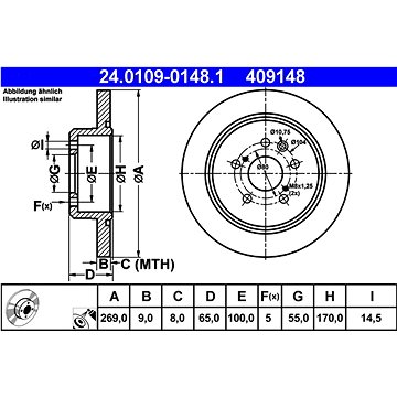 

ATE 409148 brzdový kotouč 24.0109-0148.1, sada 2 ks